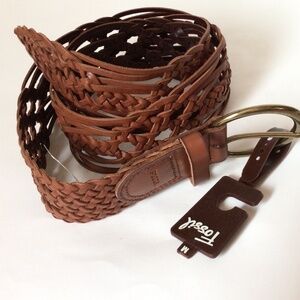 NWT Fossil Wide Woven Brown Belt